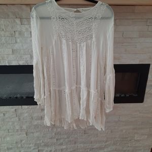 Free people white crochet tunic blouse